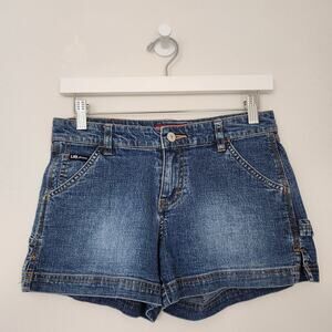 Vintage Y2K Union Bay Medium Wash Low Rise Denim Shorts Stretch Skater 0